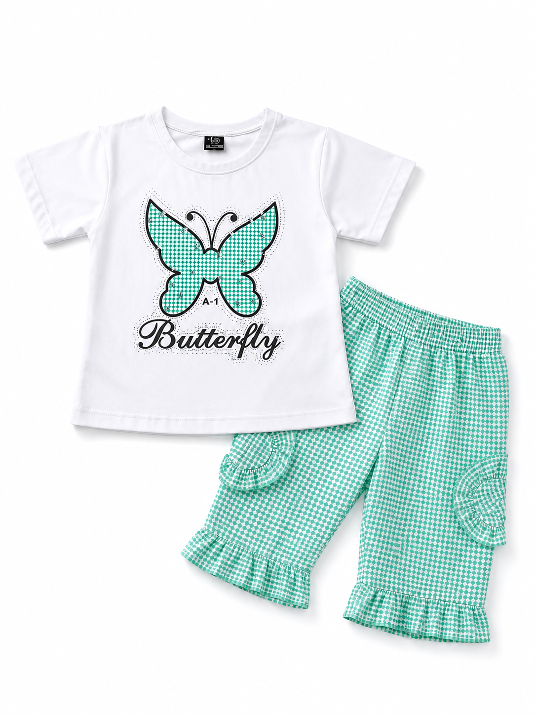 Girls Butterfly 2-Piece Short Set