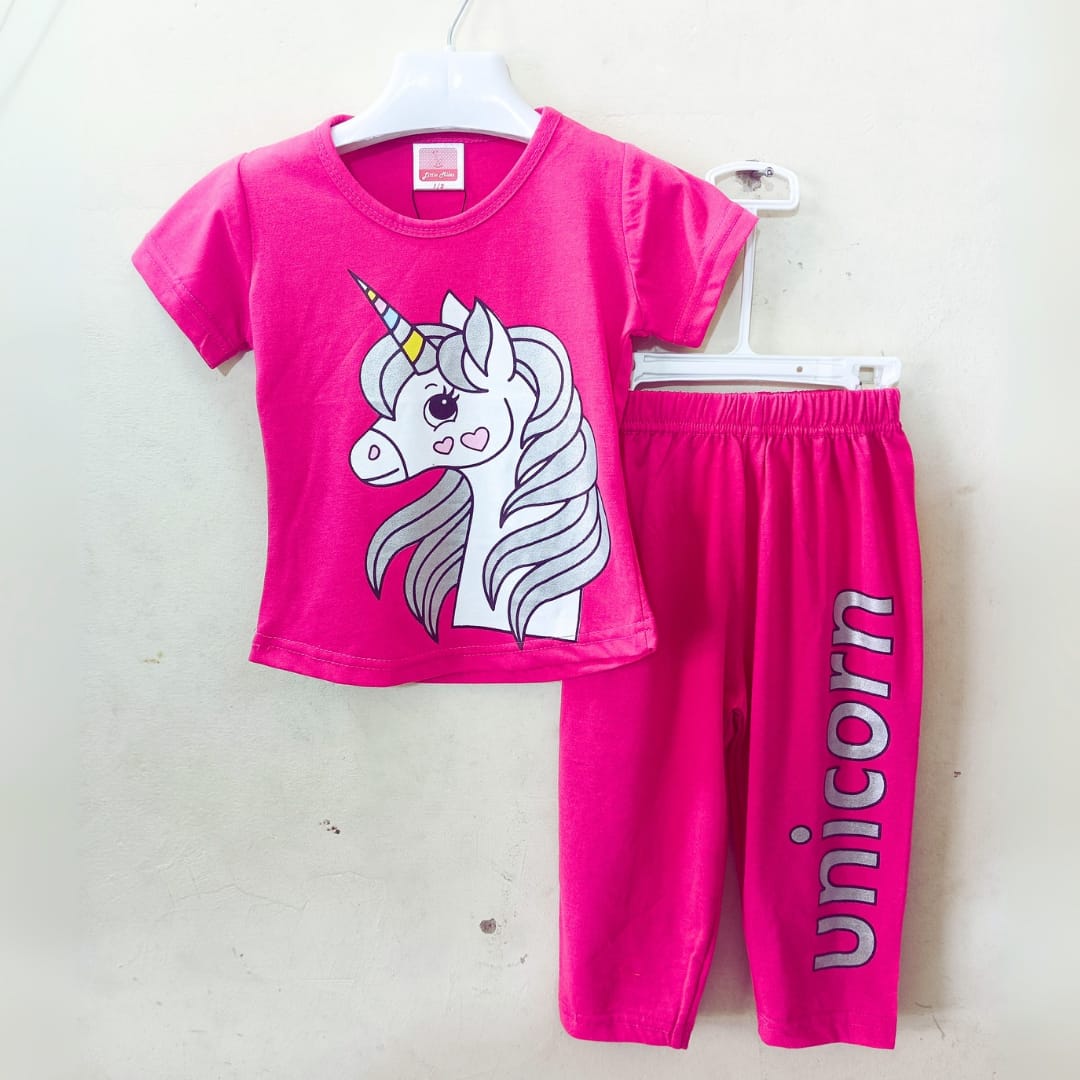 Girls Unicorn Print 2 Pcs Suit