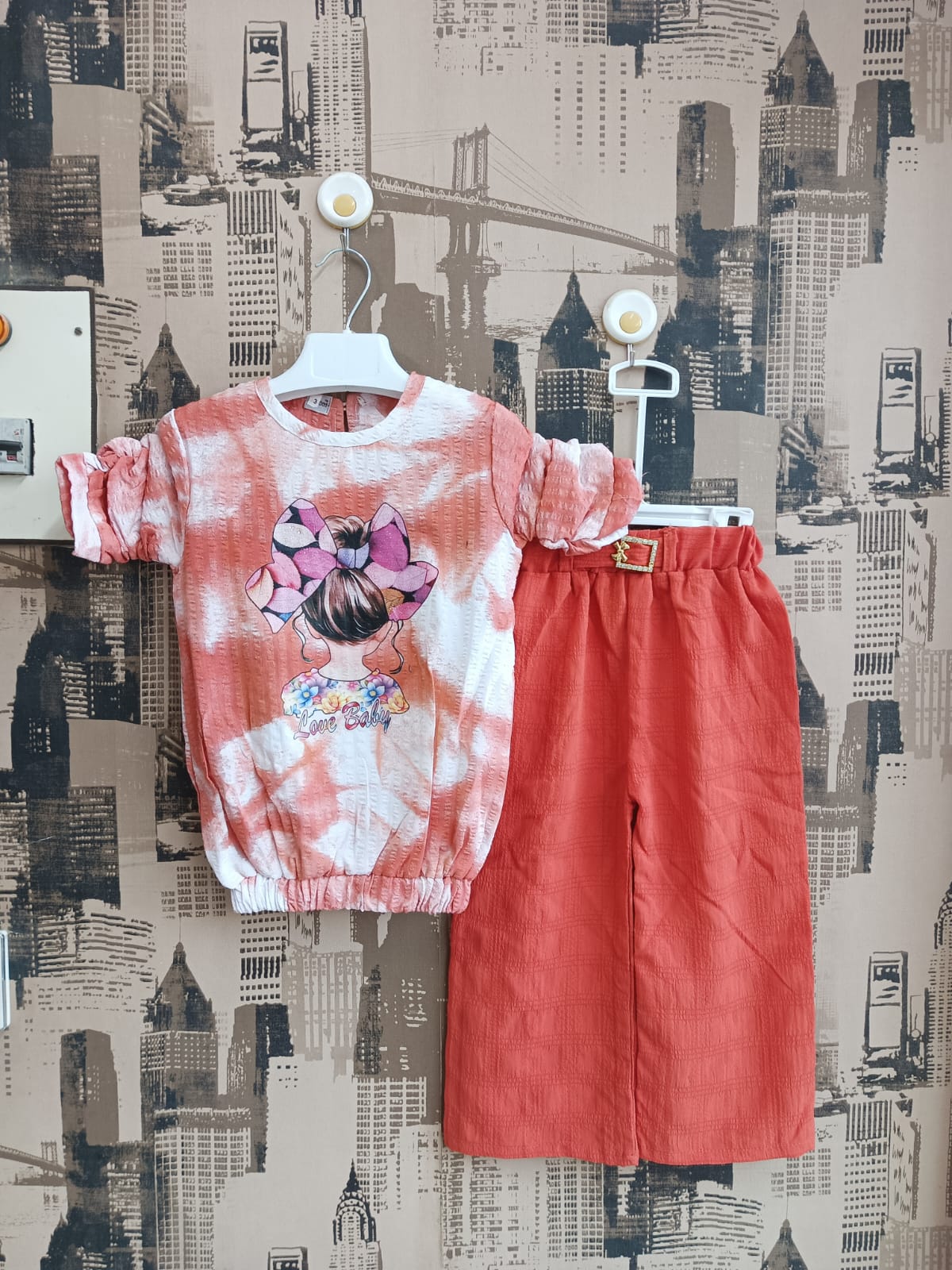 Girls Love Baby Print 2Pcs Suit