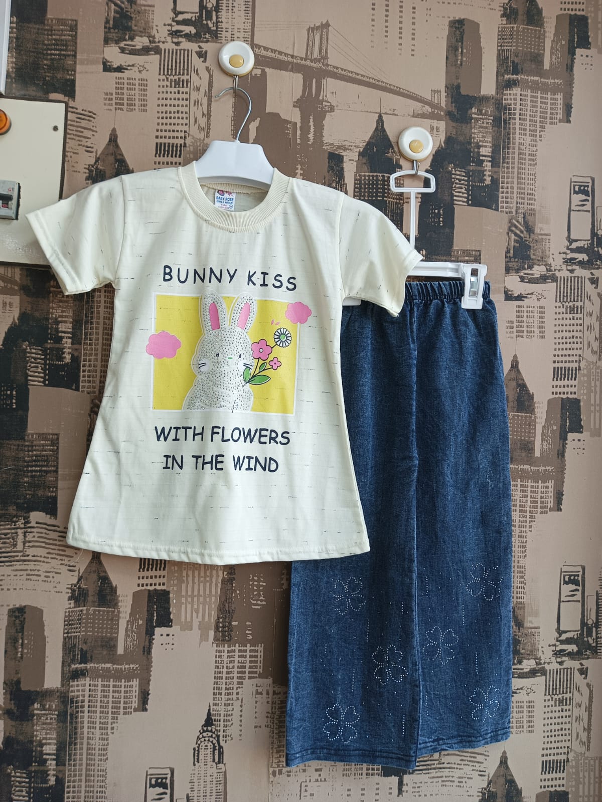 Girls Bunny Kiss Printed 2Pcs Suit