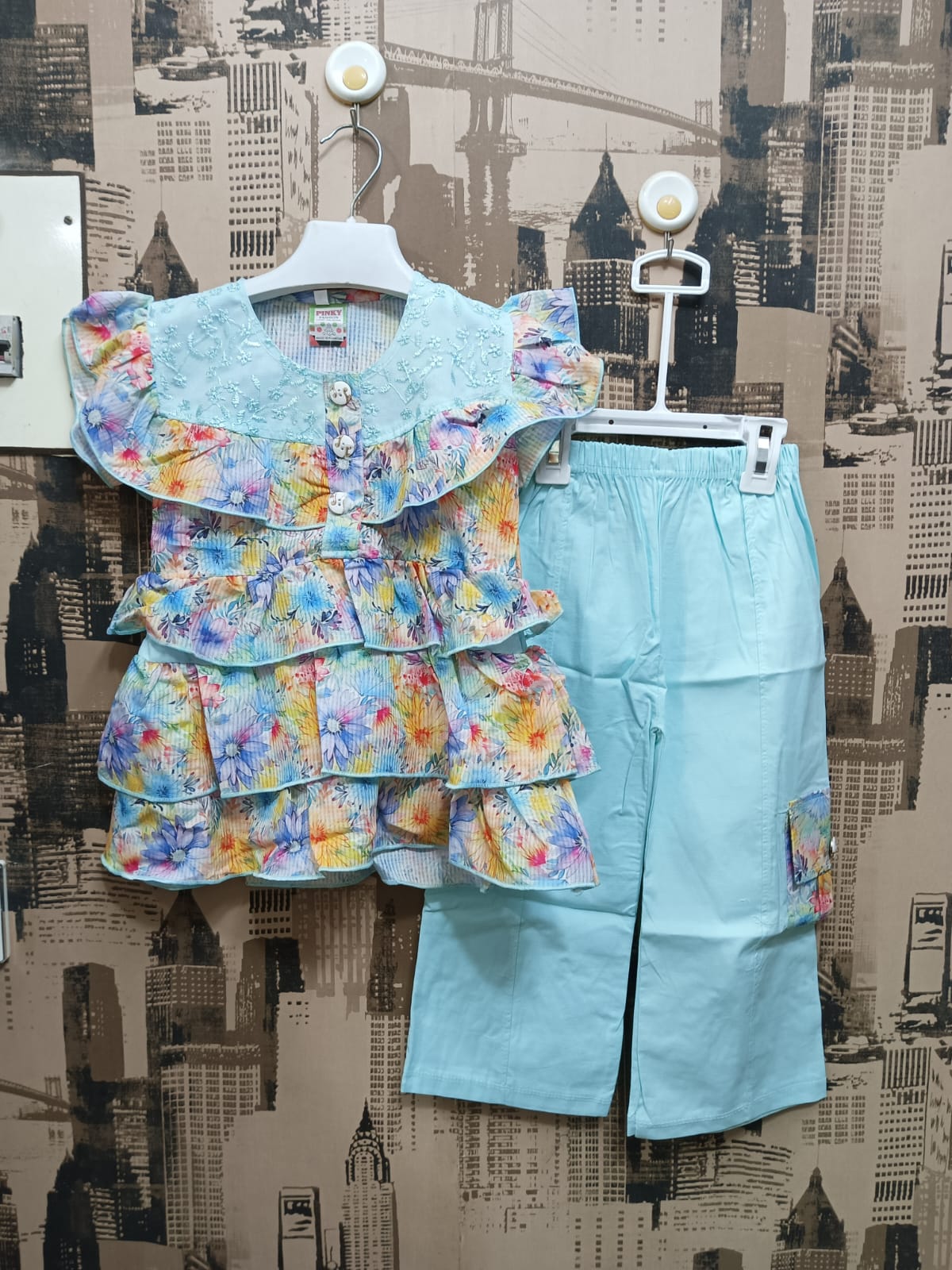 Girls Frill Frock Style 2Pcs Suit