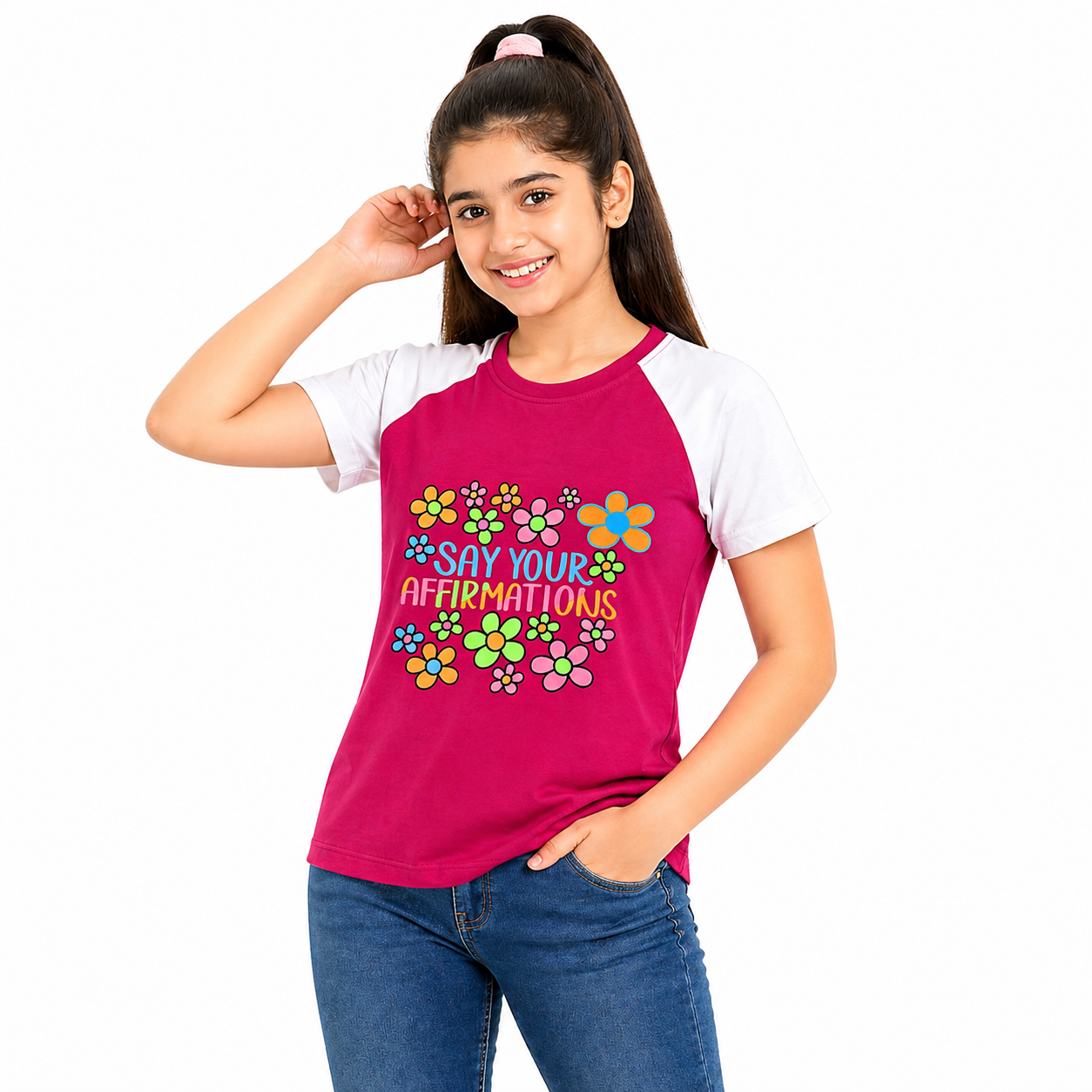 Girls Say Your Flower T-Shirt - Hot Pink