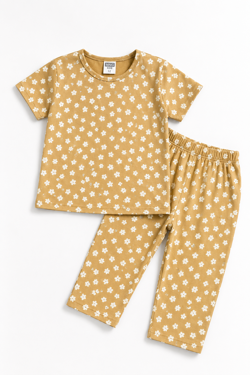 Girls All Over Flower Print 2 Pcs Suit - Brown