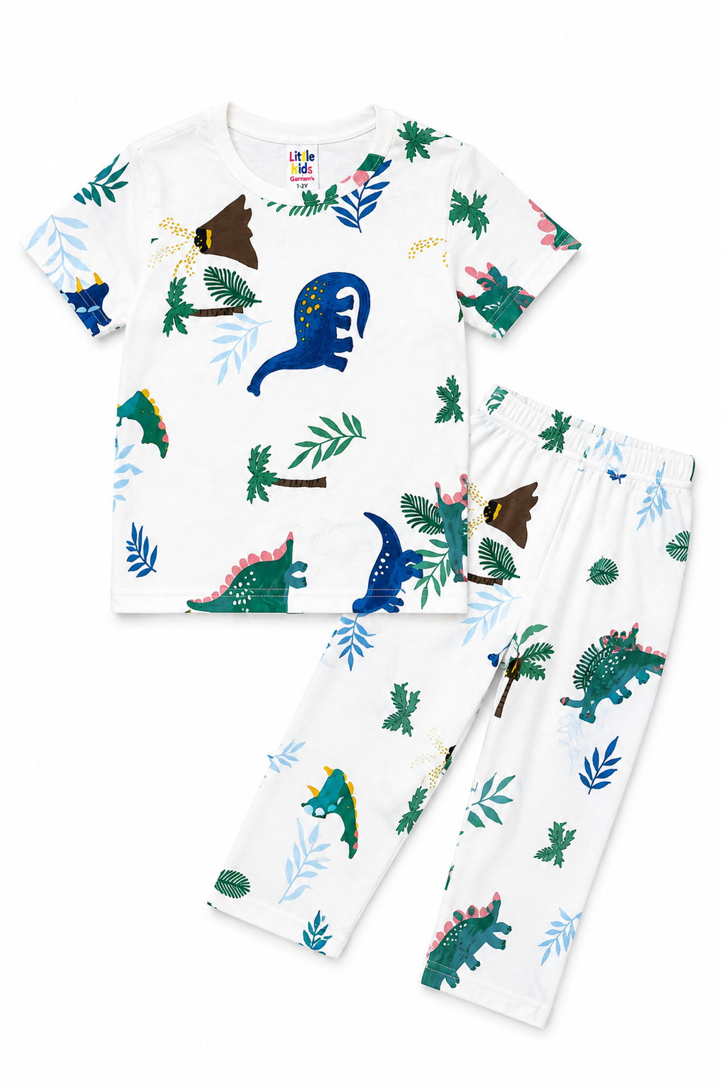 Kids Forest Print Night Suit - White