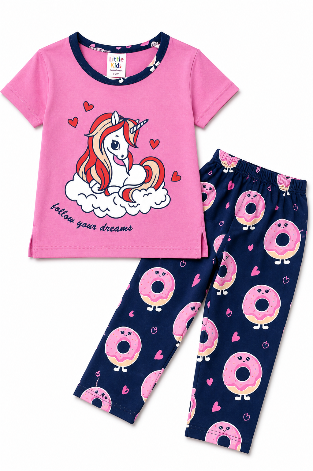 Kids Unicorn Night Suit - Pink & Blue
