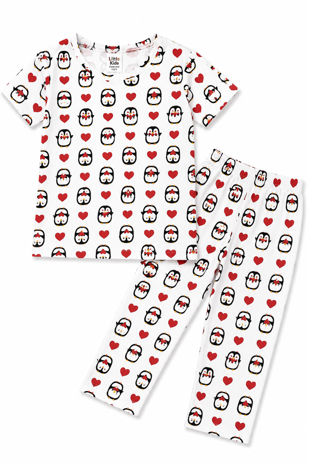 Kids Penguin All Over Night Suit - White