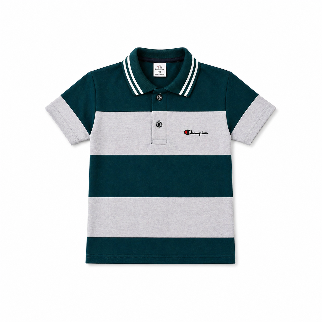 Boys Penal Polo T-Shirt - Green & Gray