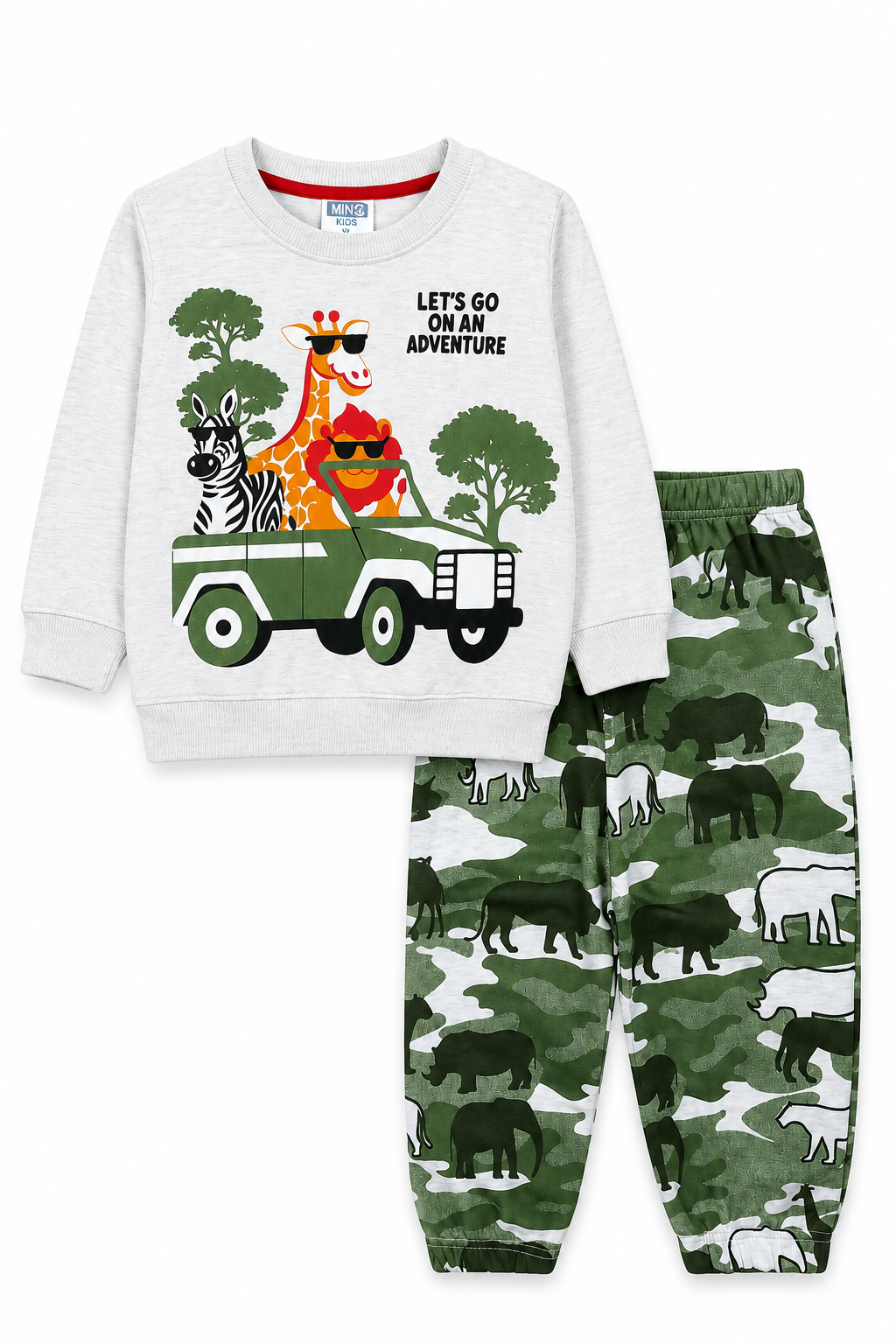 Boys Safari Adventure Print Winter Track Suit - Gray