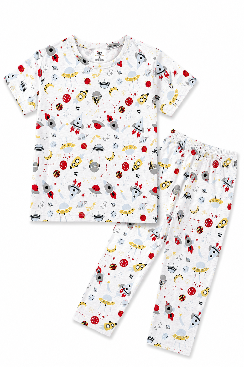 Kids Space All Over Night Suit - White