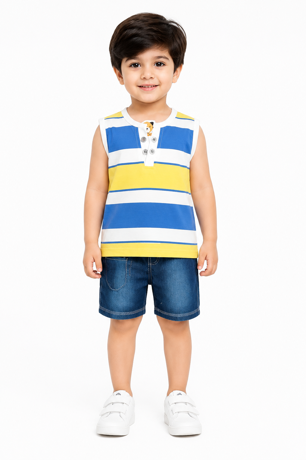Boys Multi Wide Lining Sando Suit