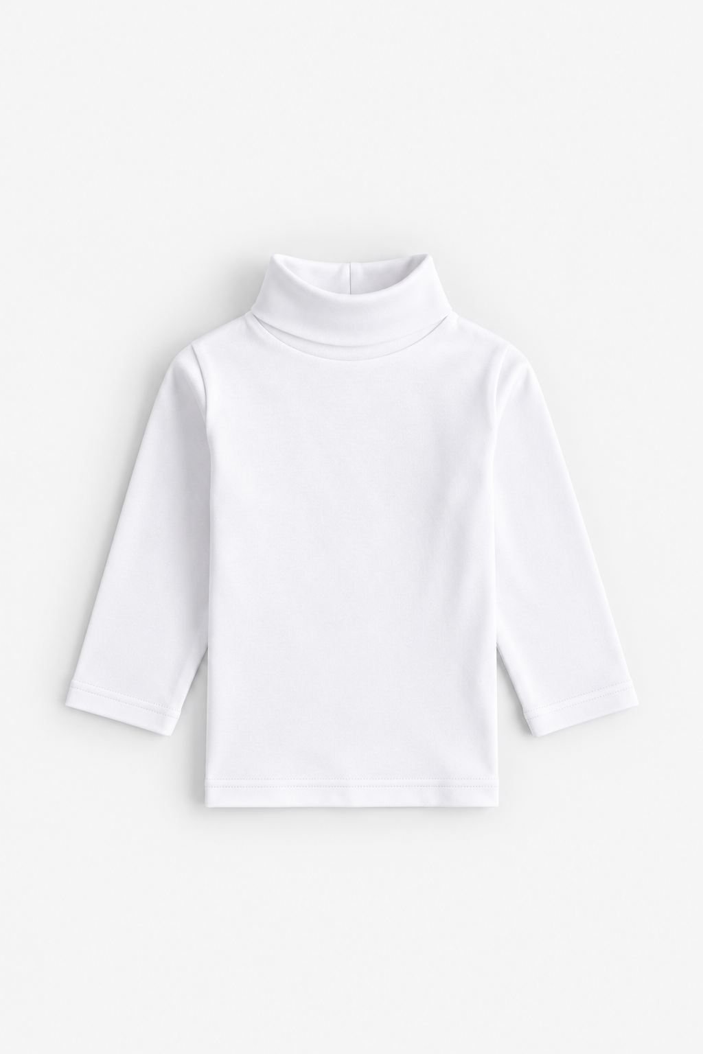 Kids Full Sleeve Plain High-Neck | White