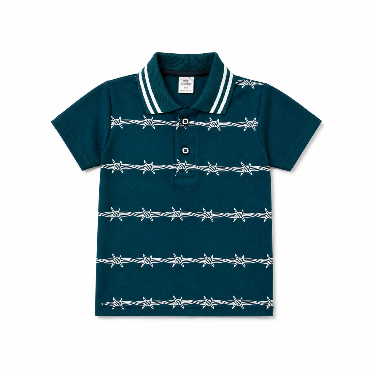 Boys Barbed Wire Polo T-Shirt - Green