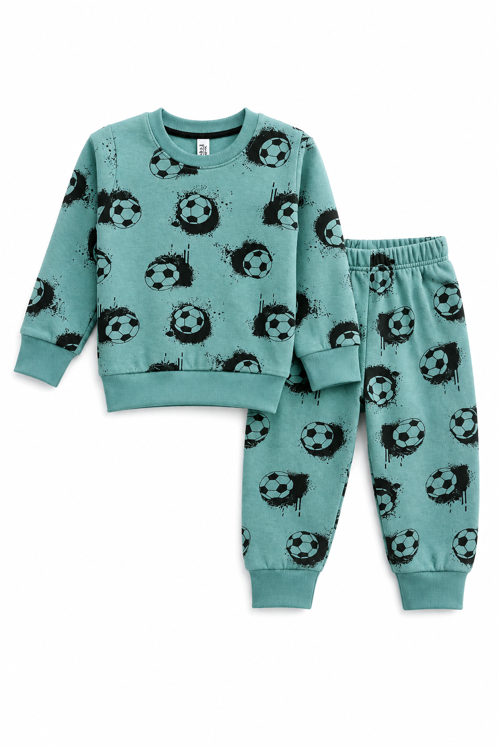 Kids Soccer Ball Print - Fleece Tracksuit | Green