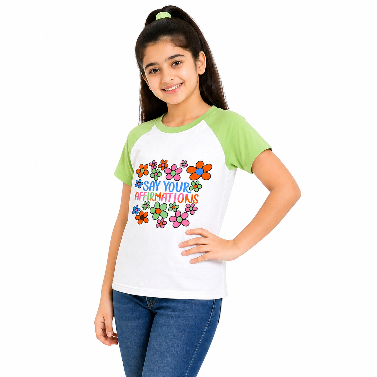 Girls Say Your Flower T-Shirt - Green