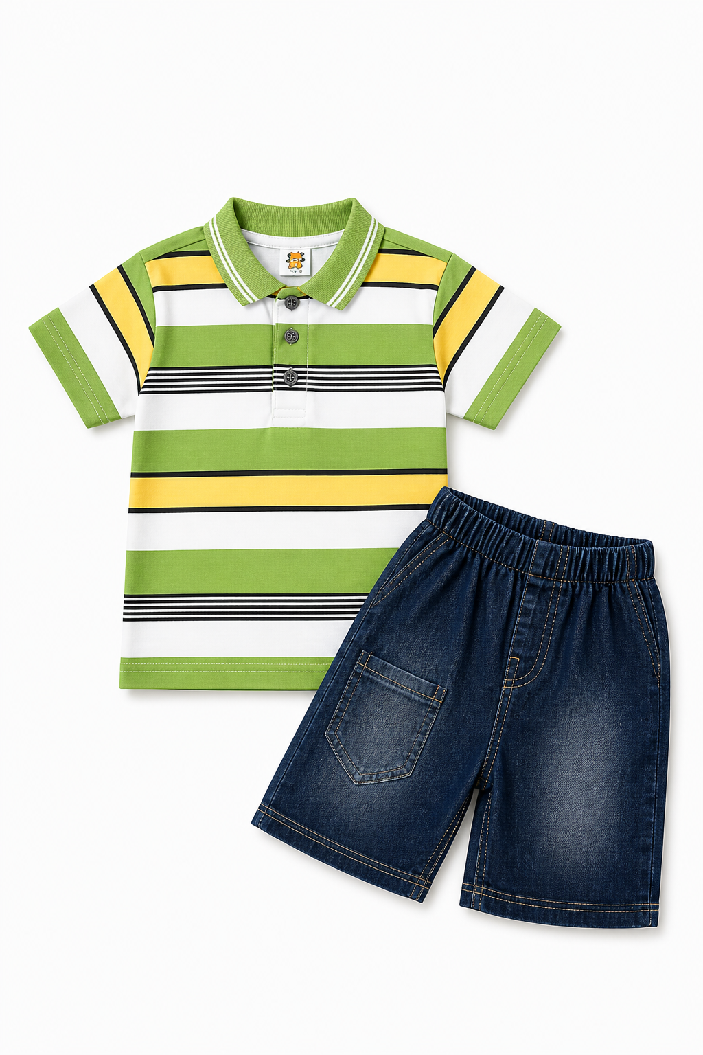 Boys Color Green Lining 2Pcs Suit