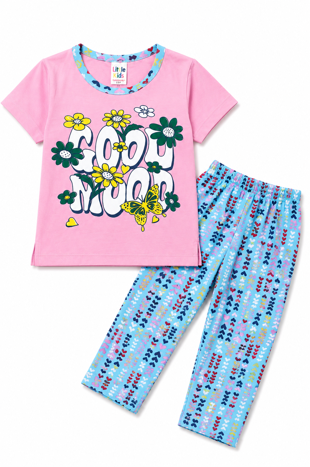 Kids Good Mood Night Suit - Pink & Blue