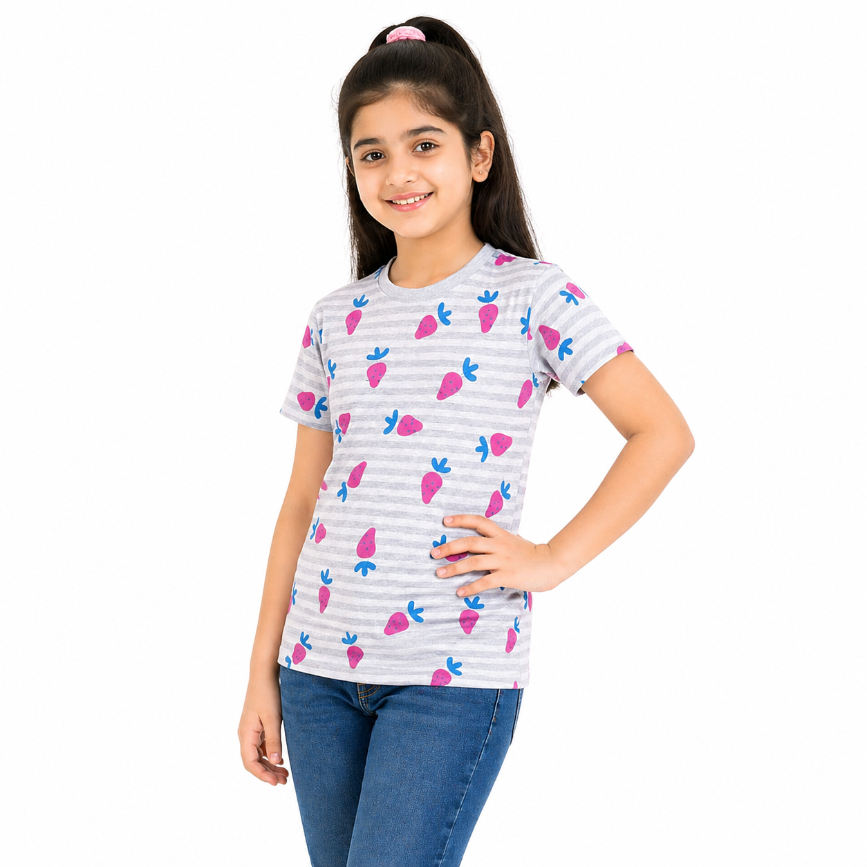 Girls All Over Strawberry T-Shirt - Gray