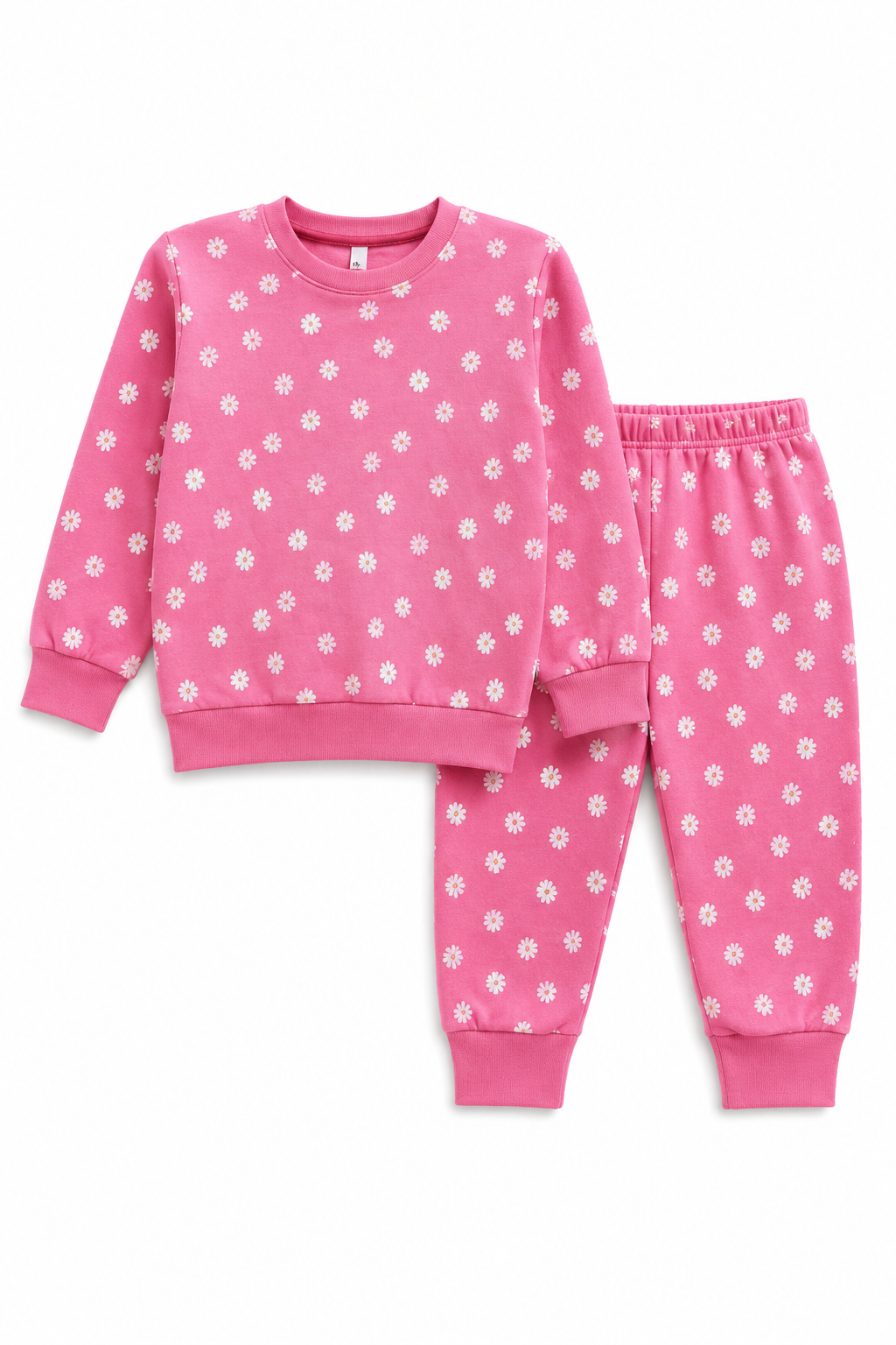 Girls Daisy Print - Fleece Tracksuit | Pink