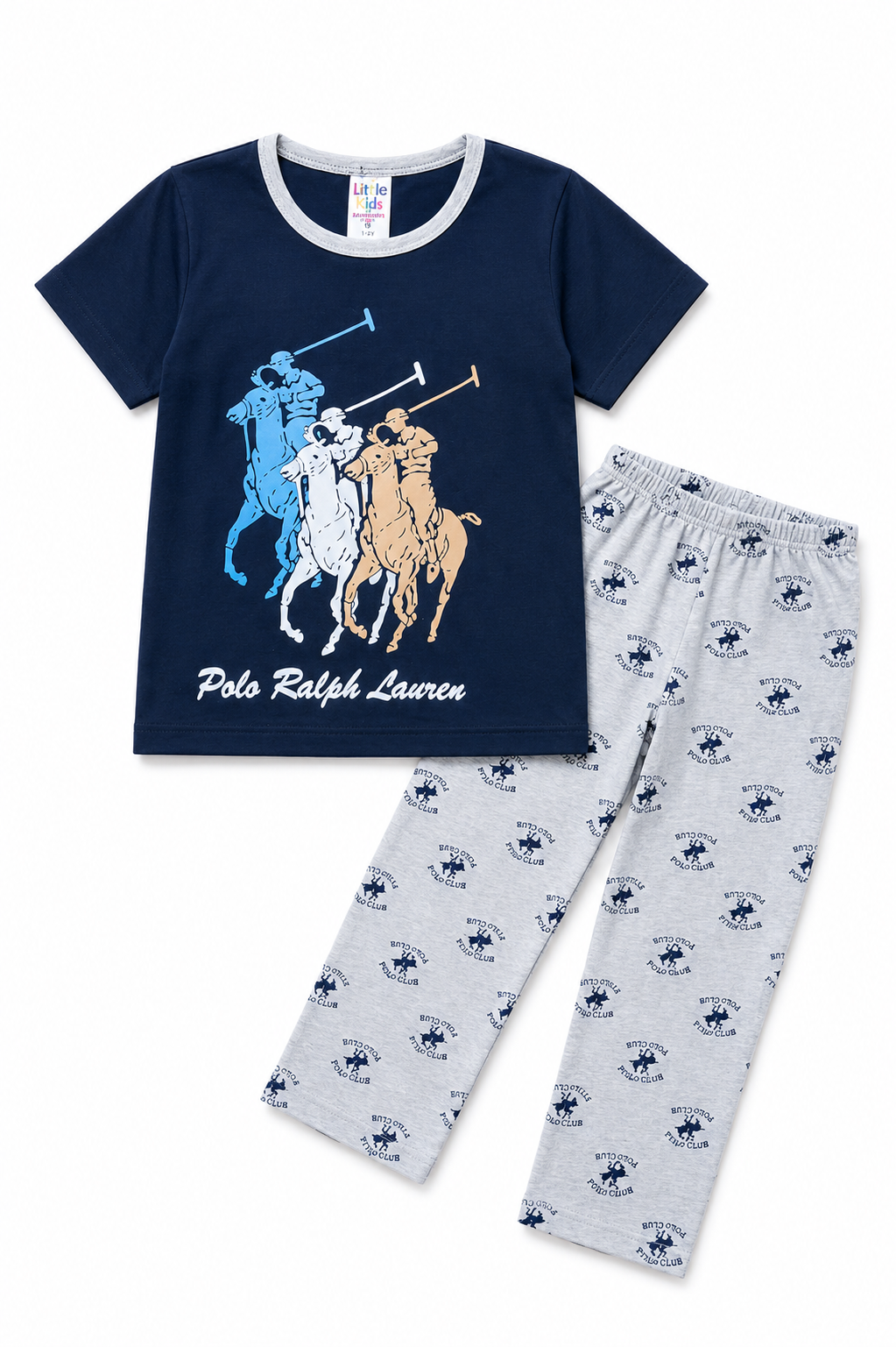 Kids 3 Polo Men Night Suit - Navy Blue