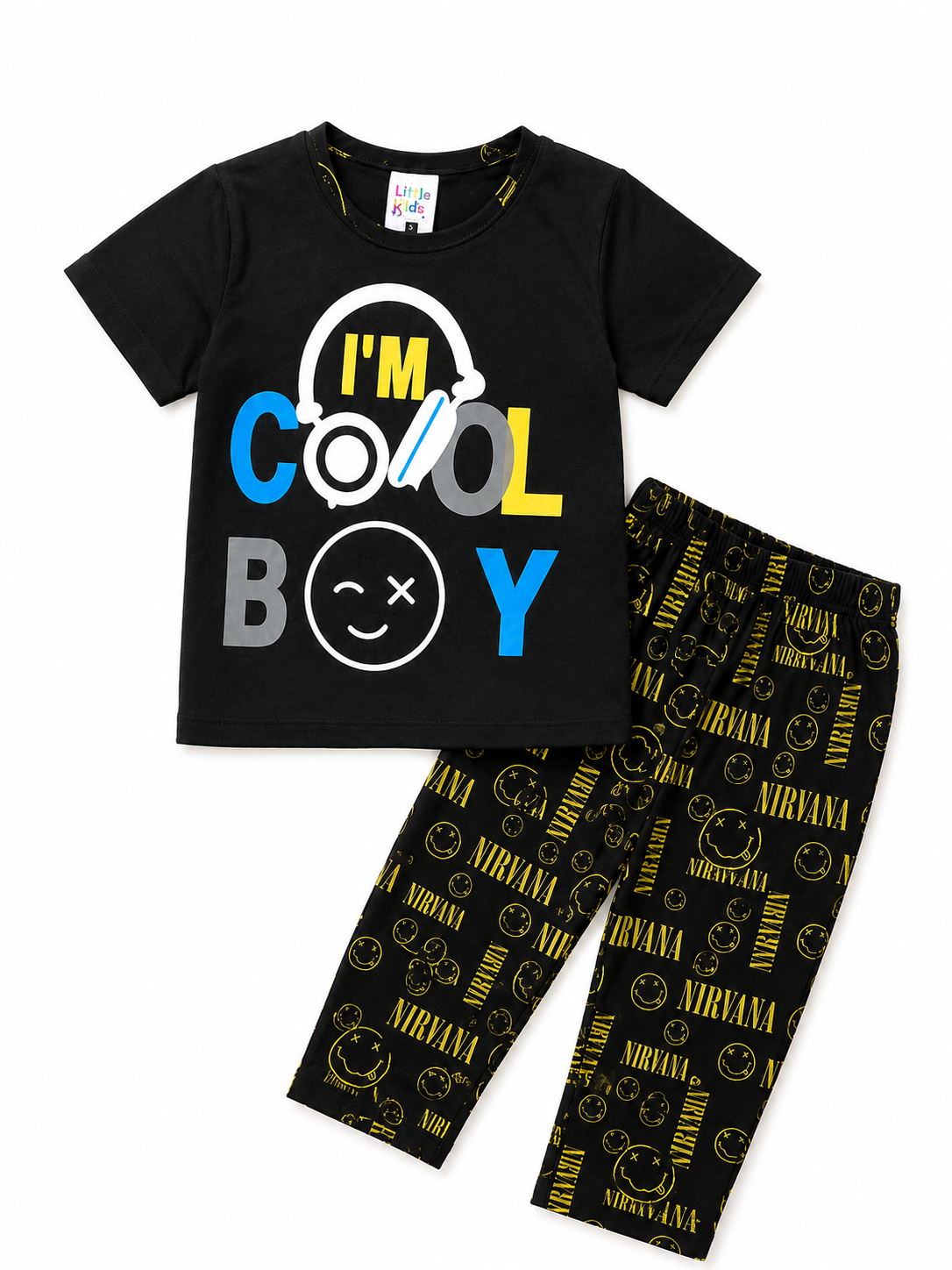 Kids Cool Boy Night Suit - Black
