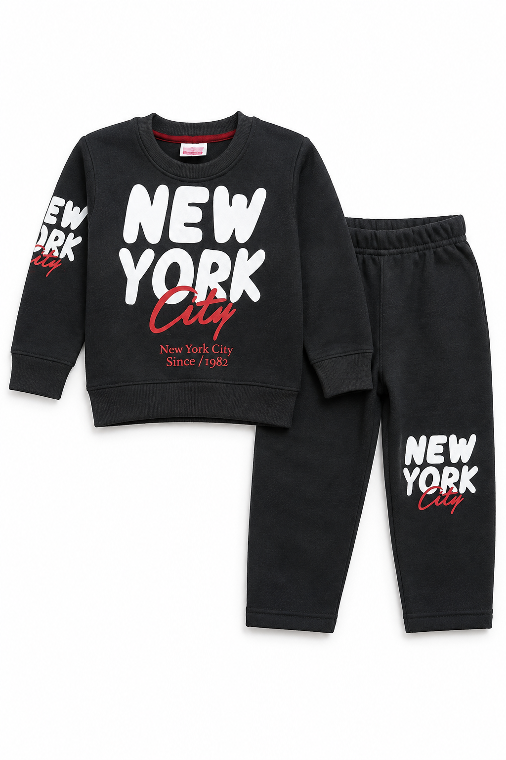 Boys New York City Print - Fleece Tracksuit | Black