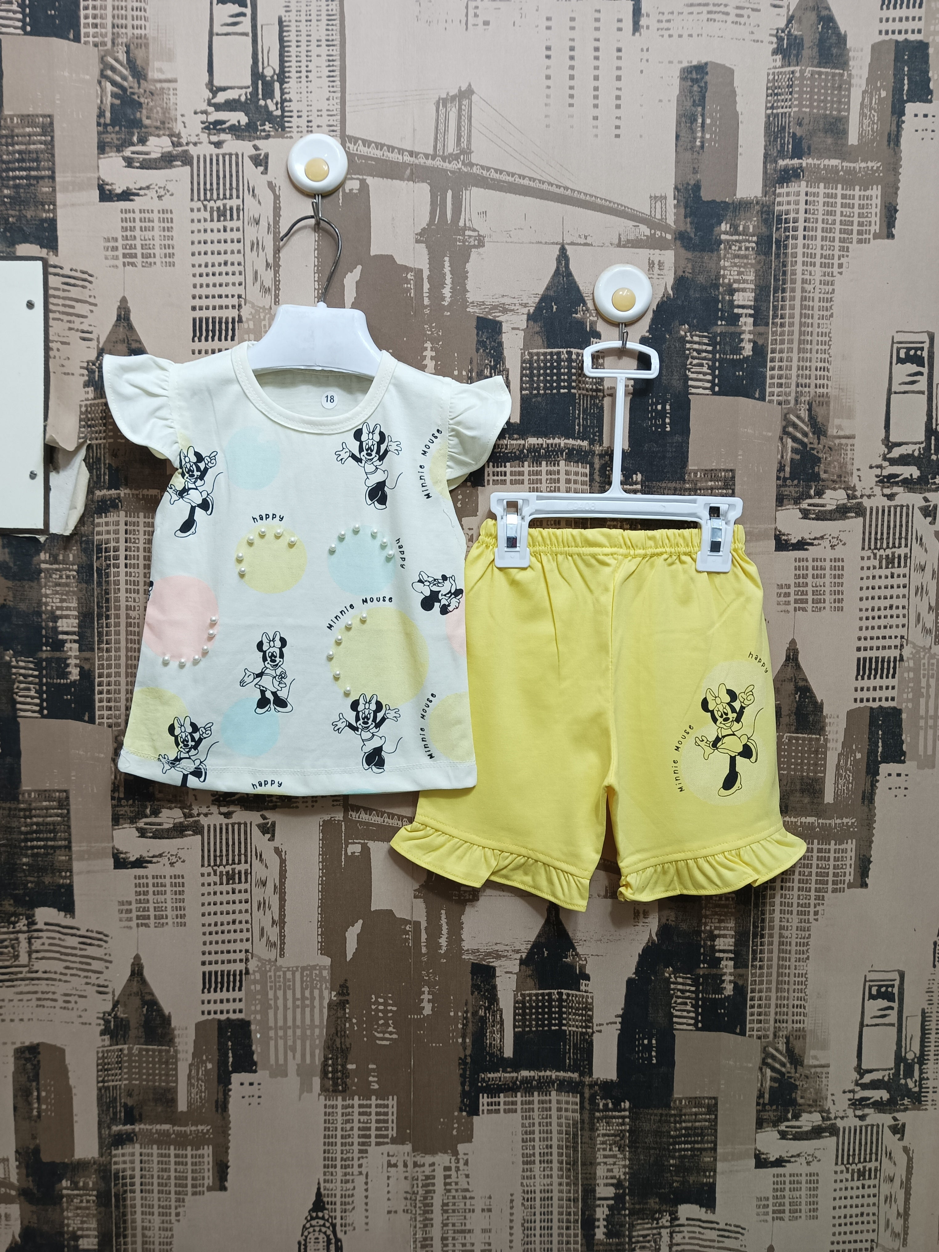 Girls Happy Minnie Mouse Print 2Pcs Suit