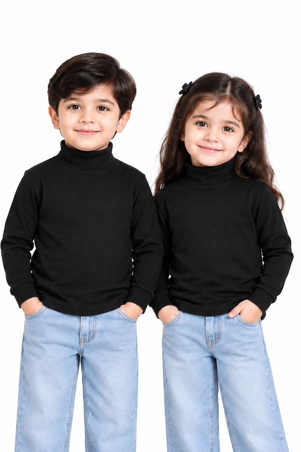 Kids High-Neck Pack of 3 | Black, White & Skin
