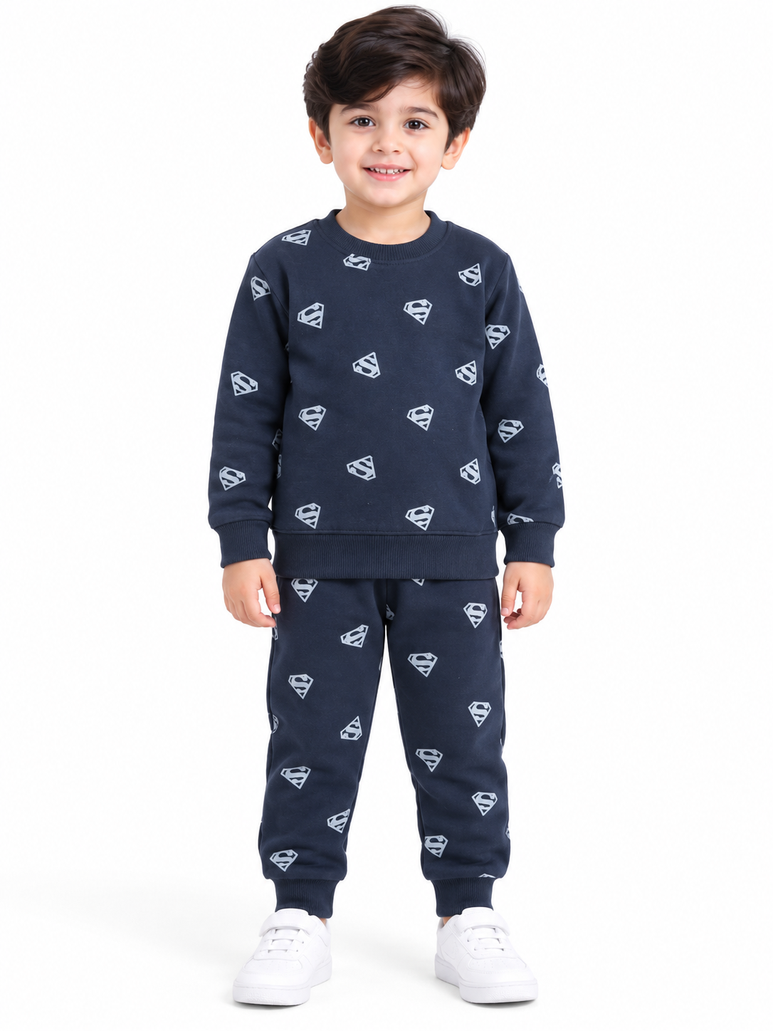 Boys Superman Print Winter Tracksuit | Navy Blue