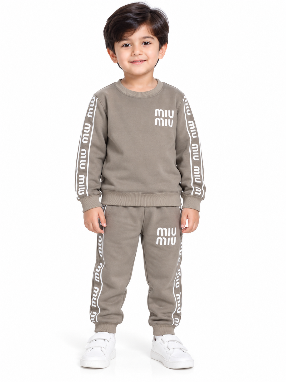 Boys Logo Tape Winter Tracksuit | Taupe
