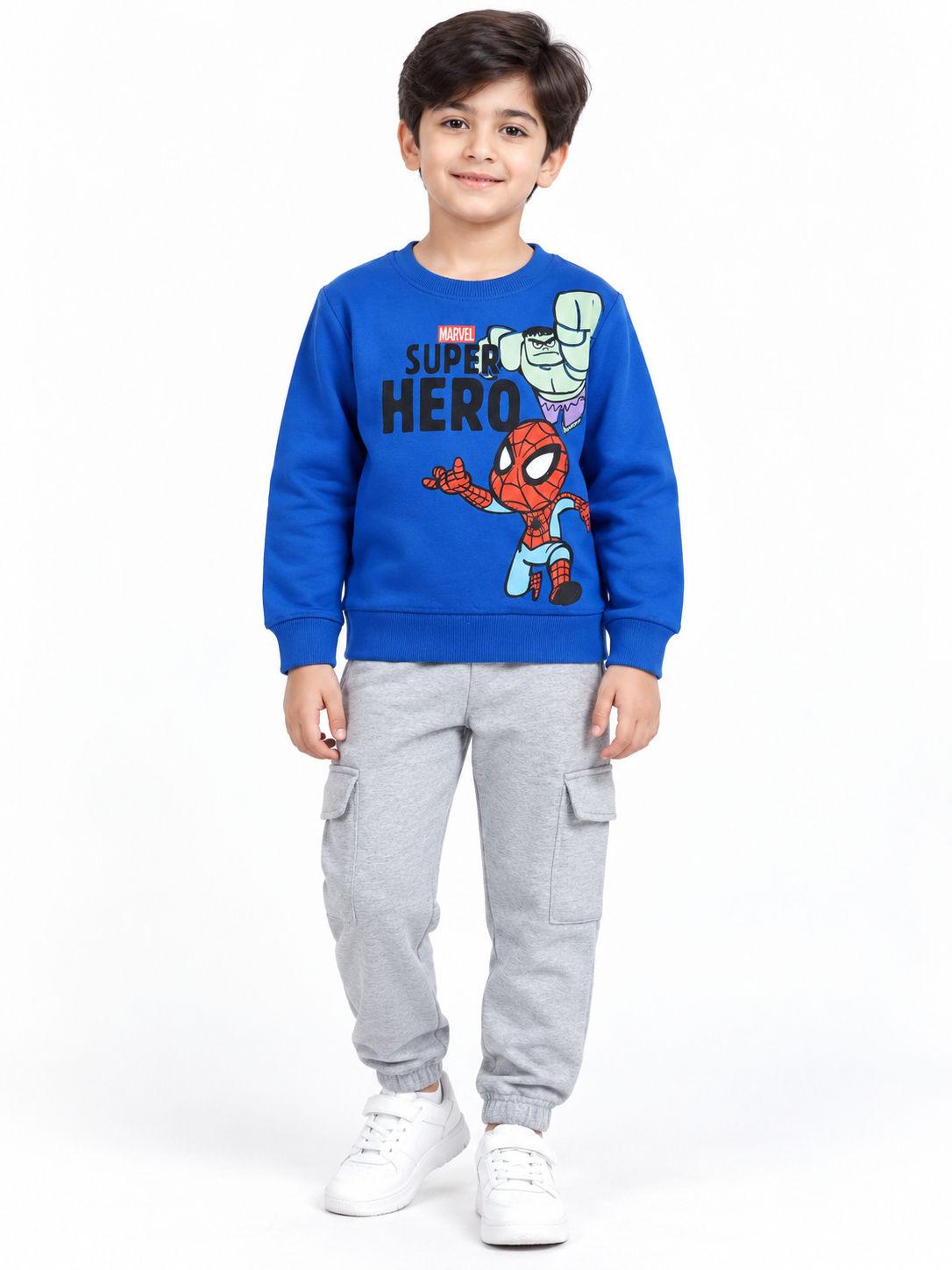 Boys Superhero Winter Tracksuit | Royal Blue & Grey