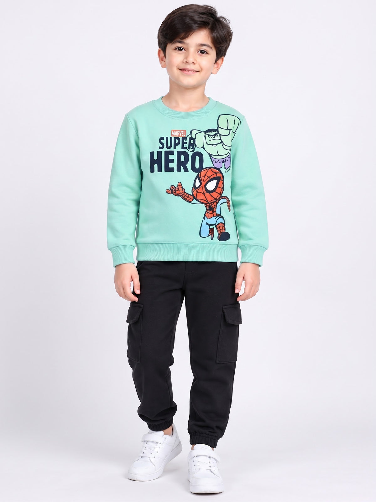 Boys Superhero Winter Tracksuit | Mint Green & Black