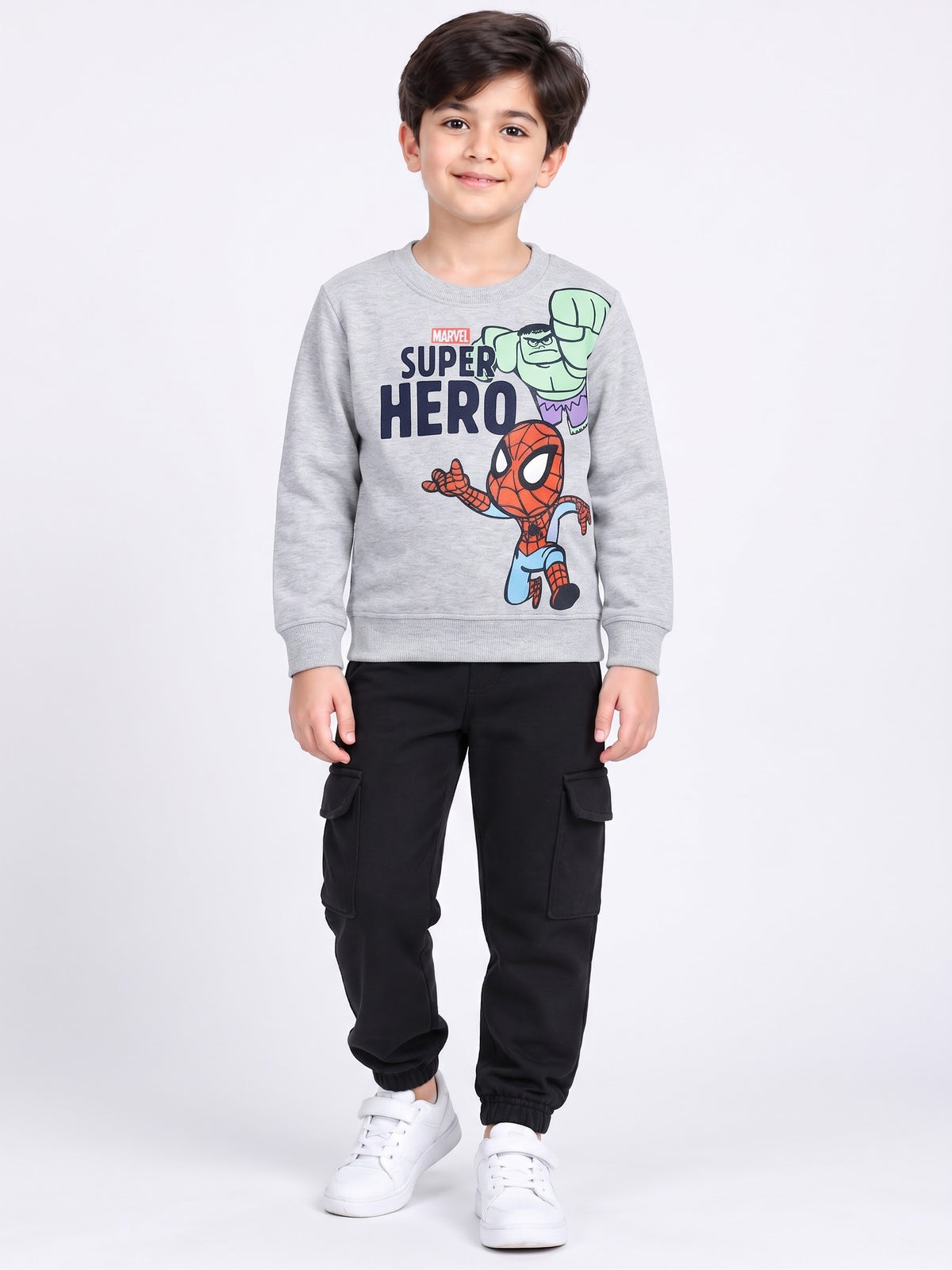 Boys Superhero Winter Tracksuit | Grey & Black