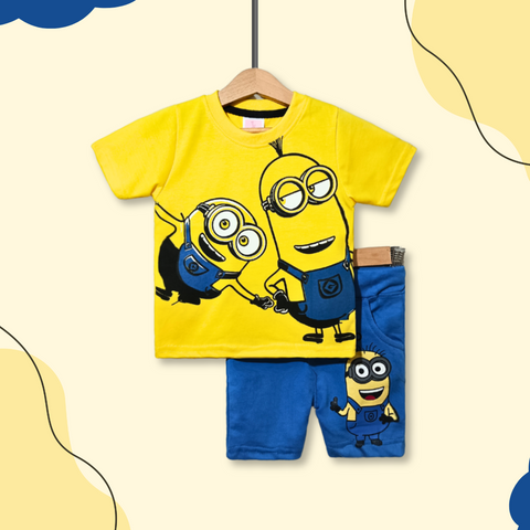 Kids Minions Printed 2 Piece Suit - Yellow and Blue