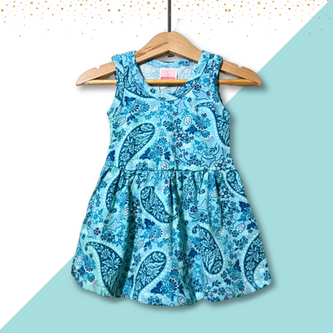 Girls Printed Frock - Blue