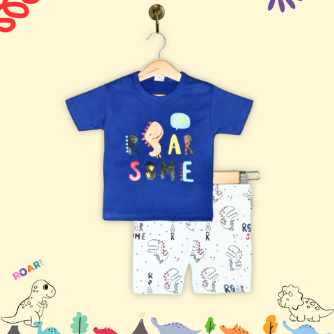 Kids Dino Some Printed 2 Pcs Suit - Blue