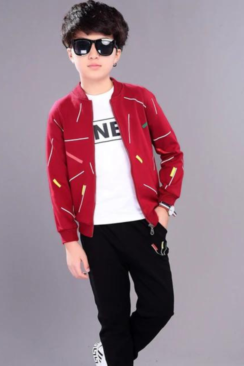 Kids Ziper Track Suit  Fleece - Red