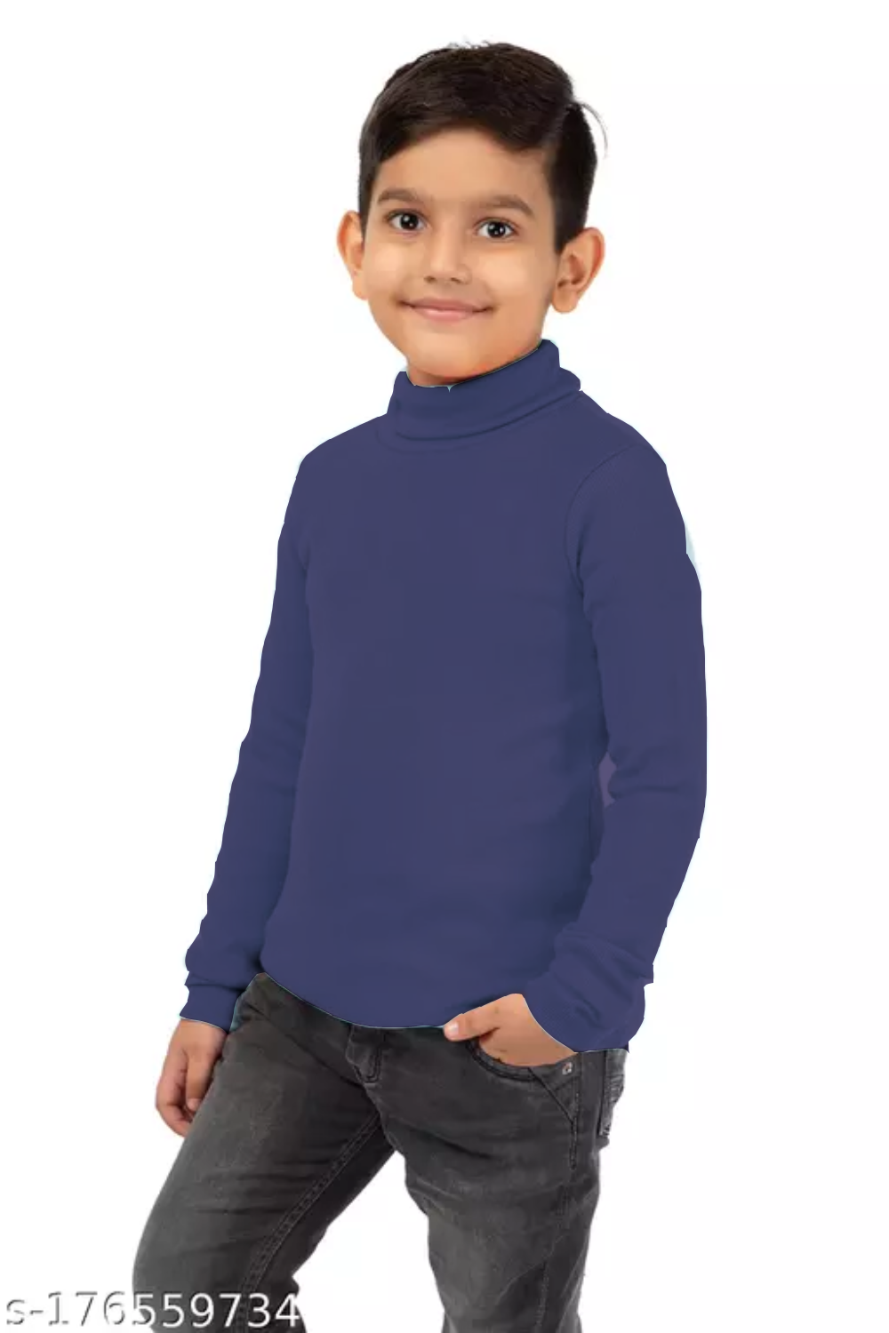 Kids Unisex Full Sleeve High-Neck - N Blue