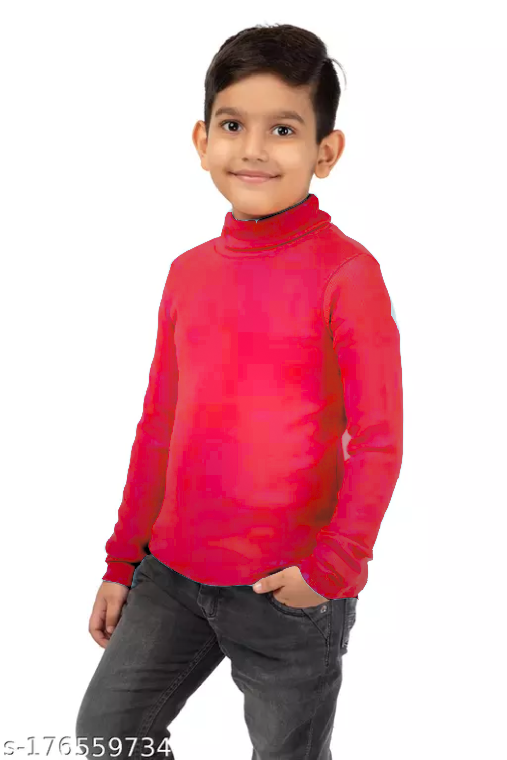 Kids Unisex Full Sleeve High-Neck - Red