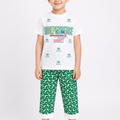Boys 2 Piece Outfit with Cap – Green & White