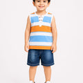 Boys Multi Wide Lining Sando Suit