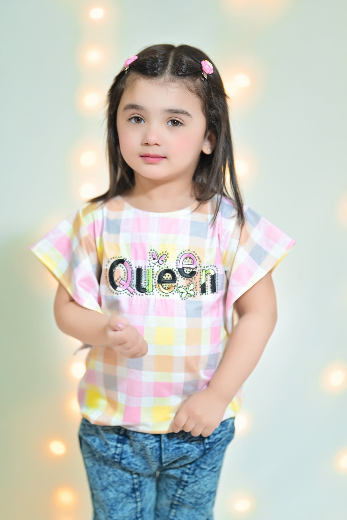 Girls Queen Printed 2 Pcs Suit - Pink