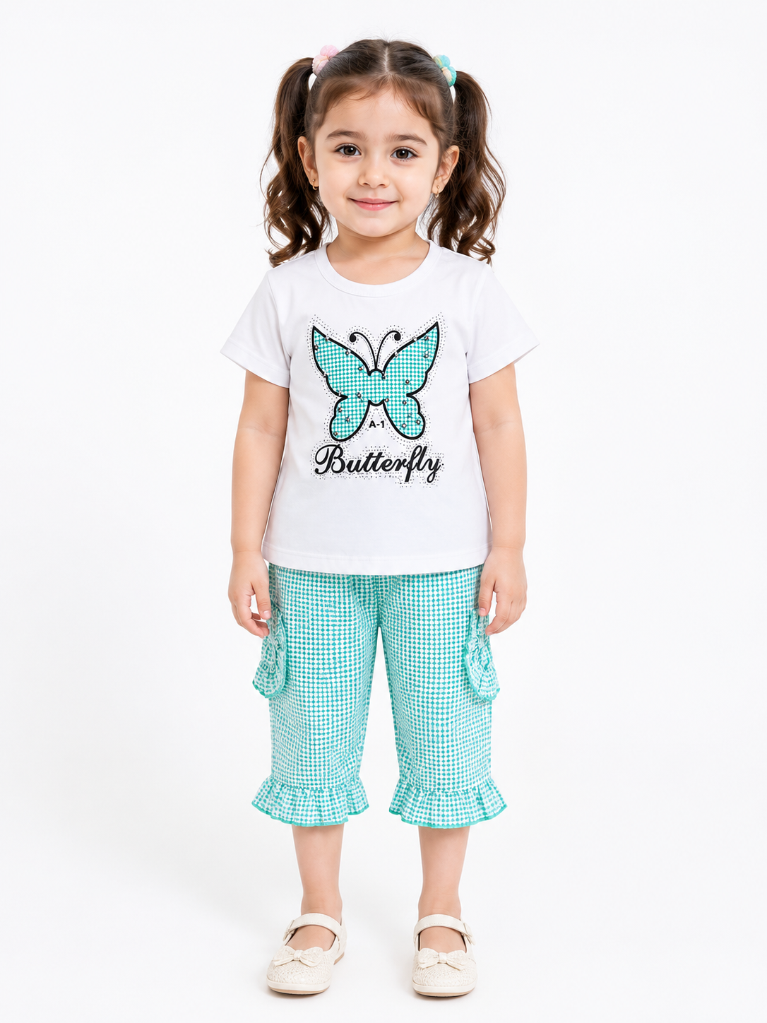 Girls Butterfly 2-Piece Short Set