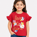 Girls Red Love to Shine Ruffle Sleeve T-Shirt