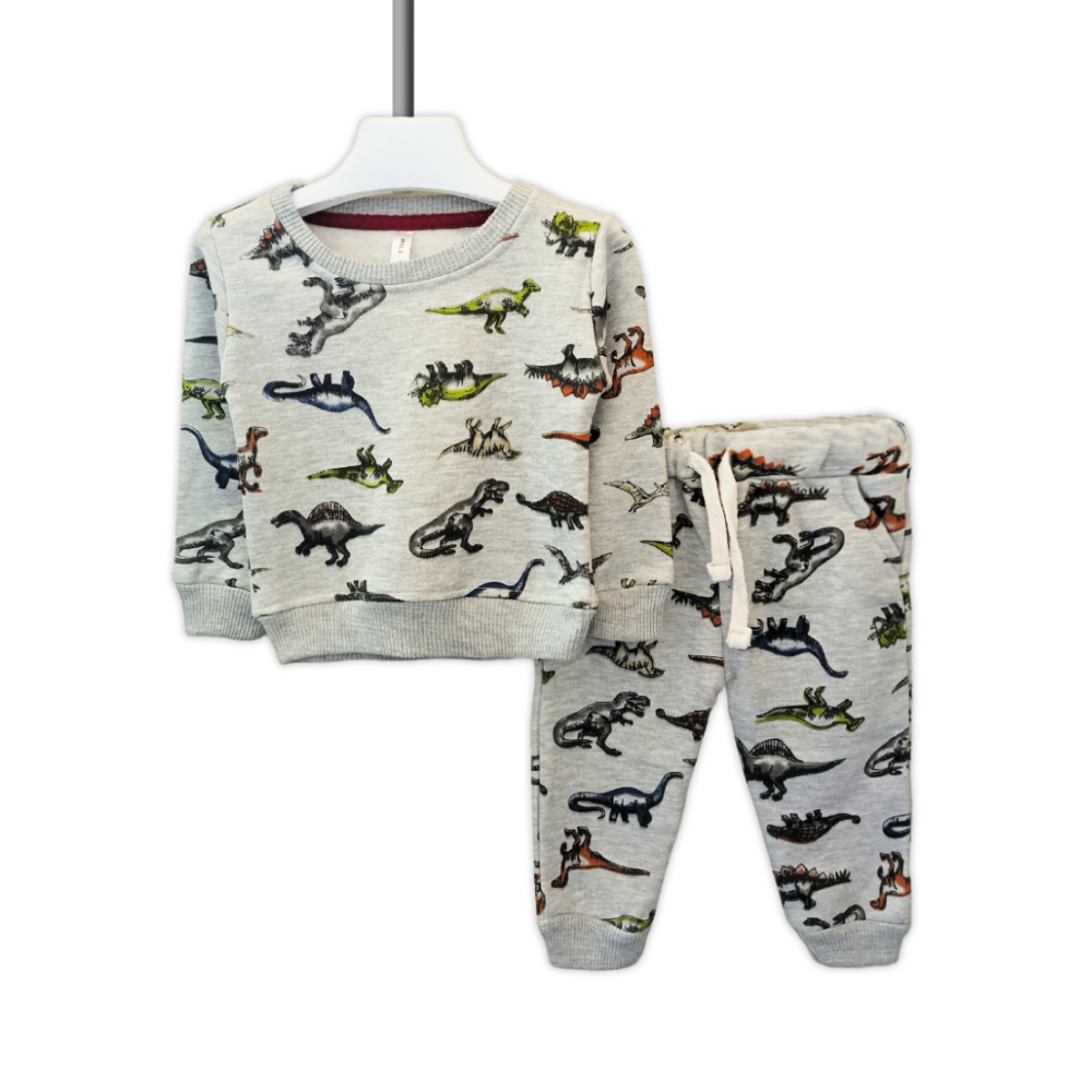 Kids' Dinosaur Tracksuit – Gray