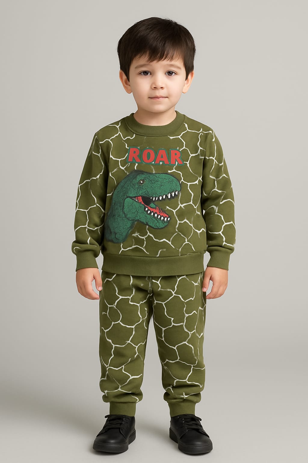 Kids Dino Printed Tracksuit  - Green
