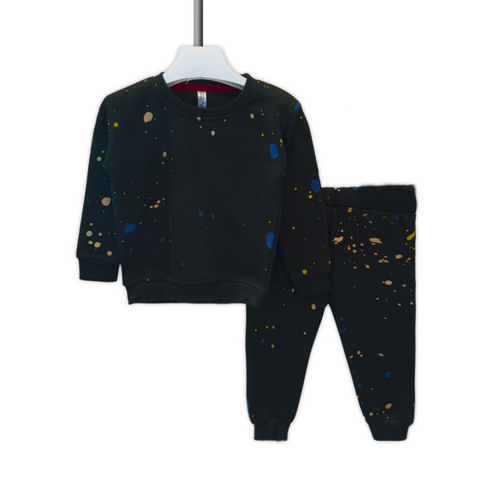 Kids' Dotted Tracksuit – Black