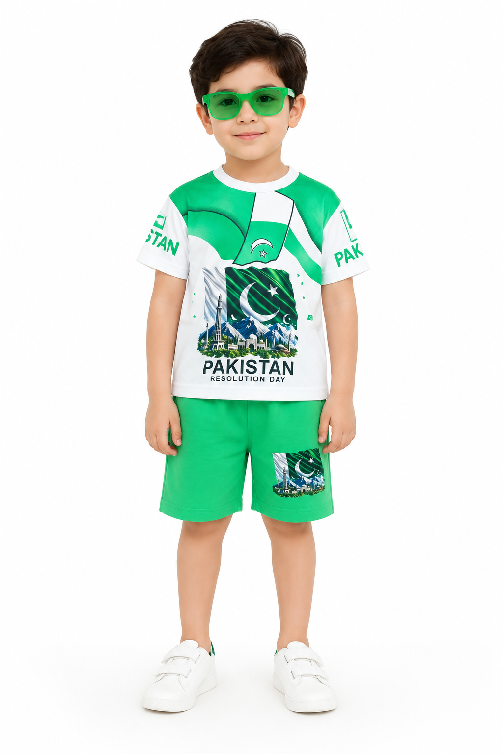 Pakistan Resolution Day Kids T-Shirt & Shorts Set