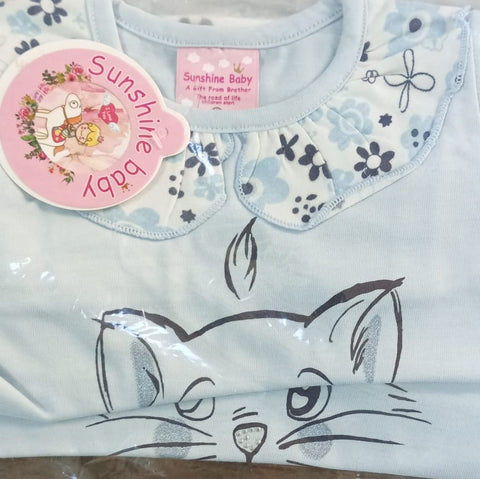 Girls 2 Piece Suit Cat Printed