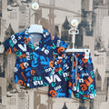 Boys Multi Linen 2Pcs Suit - Blue