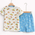 Boys Car Print 2Pcs Suit - Gray & Blue